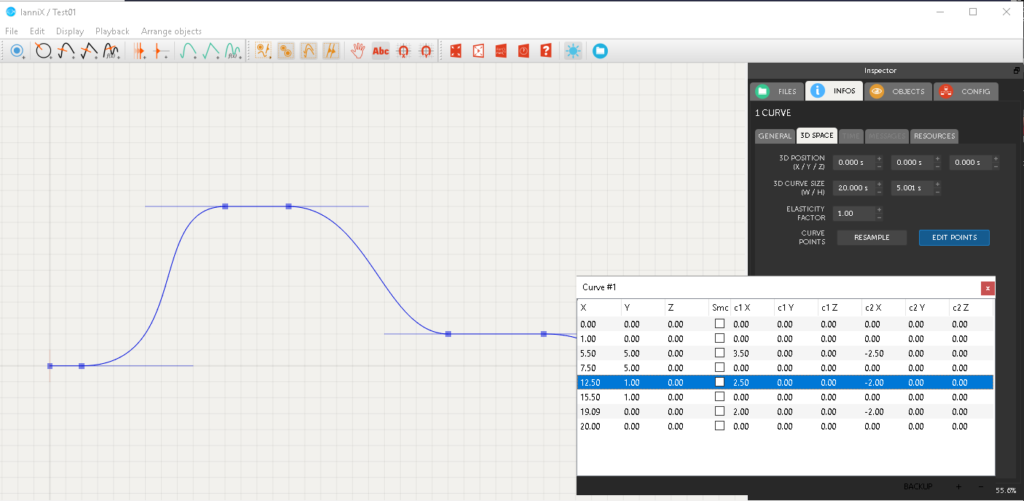 The imported graph in IanniX