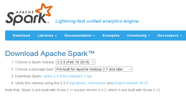 Download Apache Spark 2.3.3