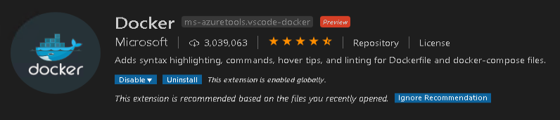 Docker extension for Visual Studio Code