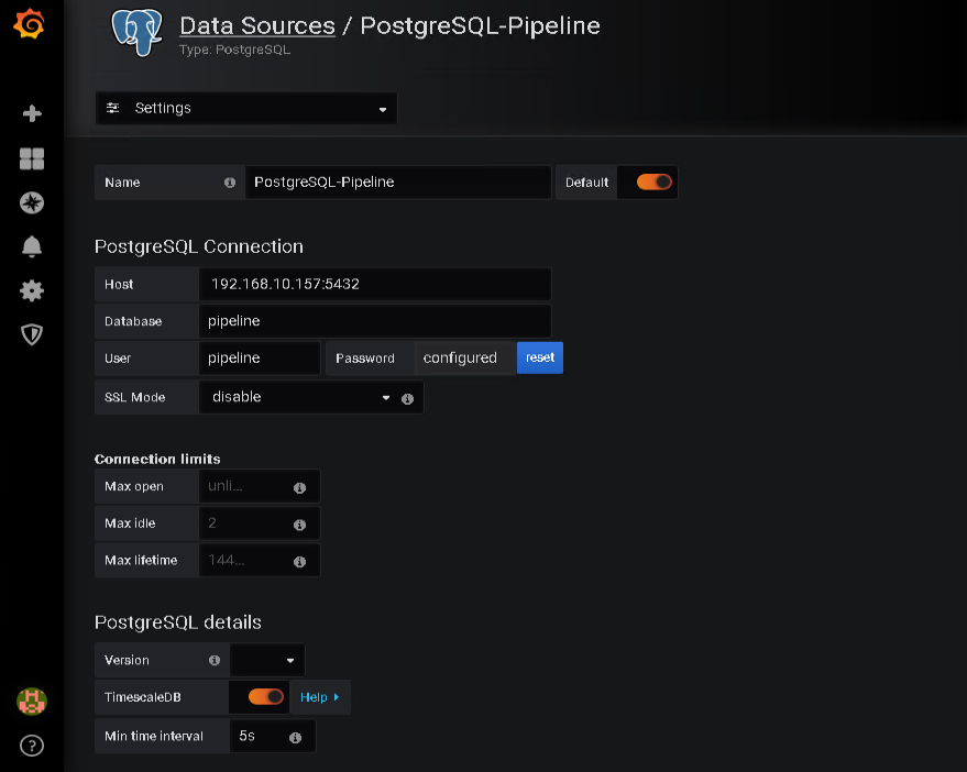 PostgreSQL data source options